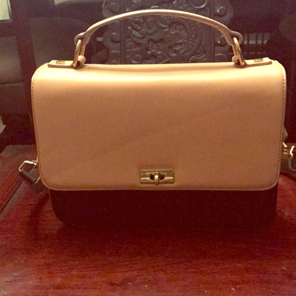 Jcrew tri color leather handbag with strap